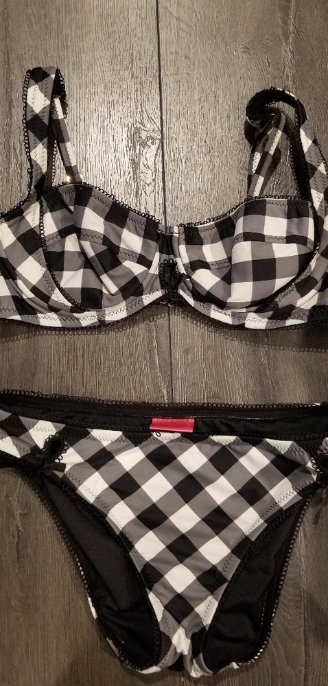 HTF BETSEY JOHNSON plaid gingham bikini swimsuit